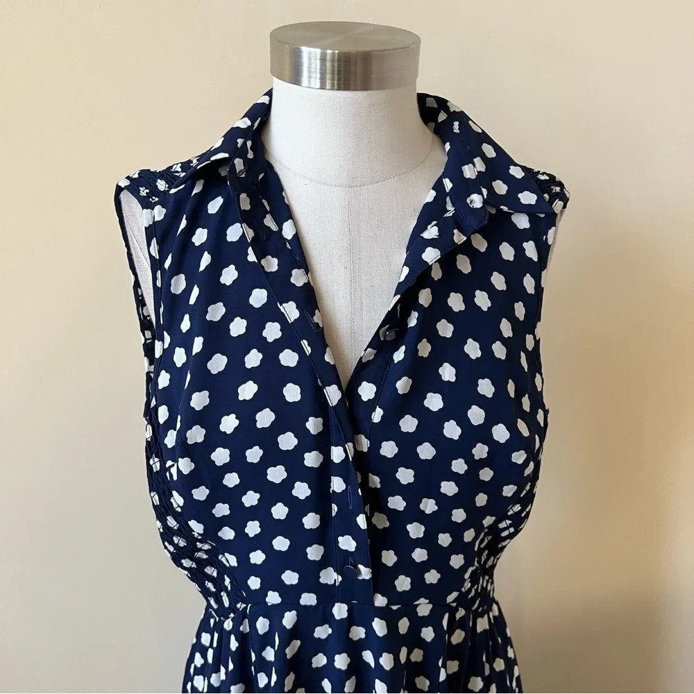 Kate Spade could floral dot patterned midi sleeveless shirt dress 17229 - Picture 7 of 16